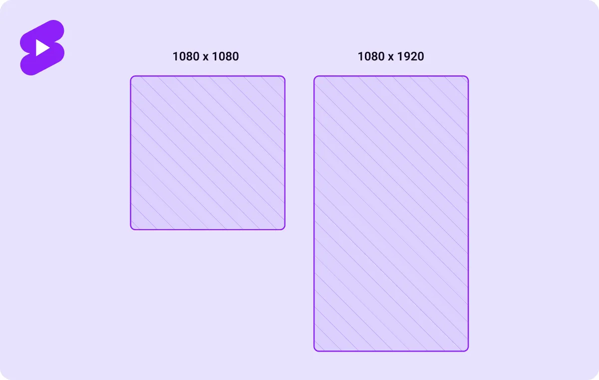 YouTube Shorts vertical and square aspect ratio example.