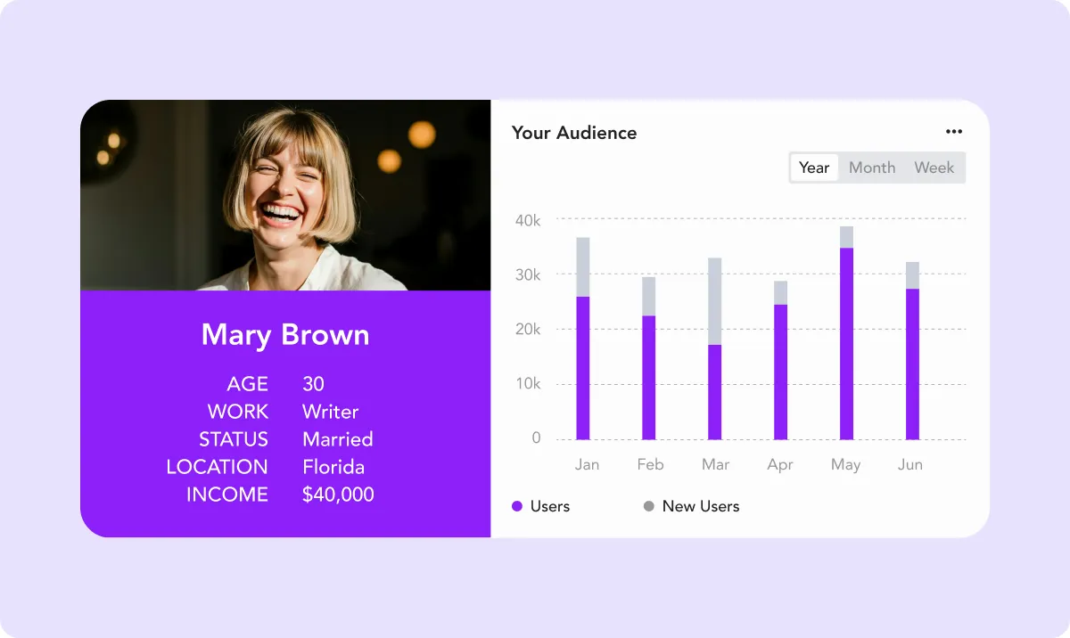 A graphic design of an audience table presented as a table chart displaying audience data.