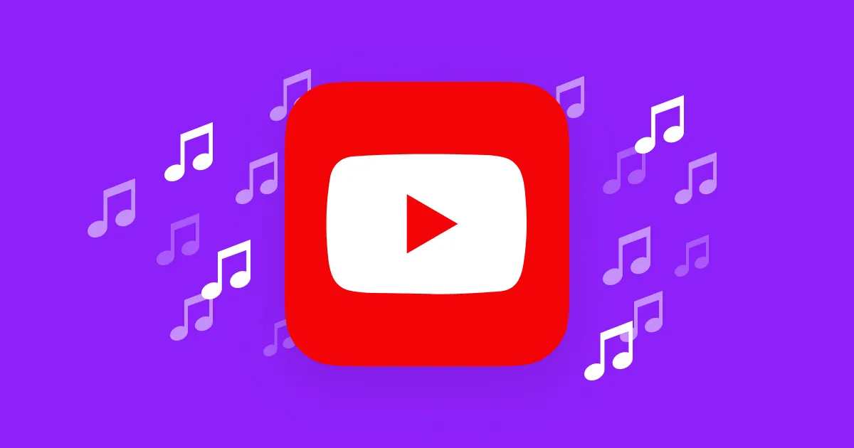 A banner with the text “How to use copyrighted music on YouTube” and music icons integrated with the YouTube logo in the background. 