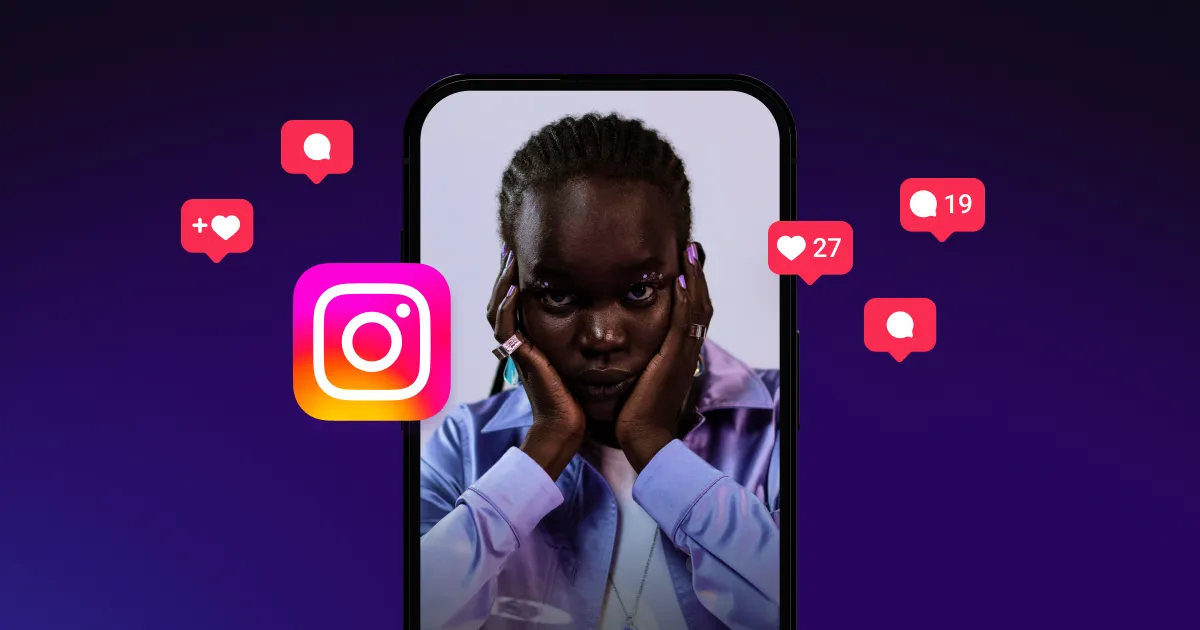A creator holding a phone displaying a Reels video with various Instagram engagement icons.