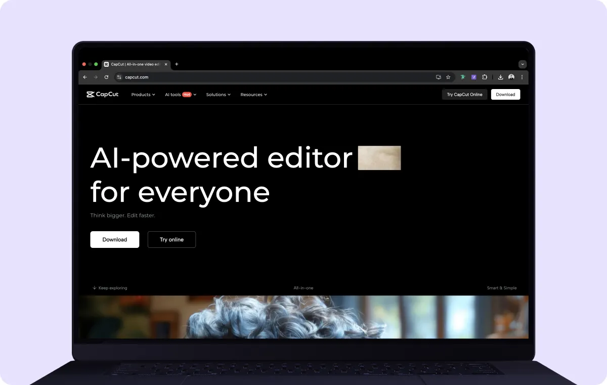 Screenshot of CapCut’s website.