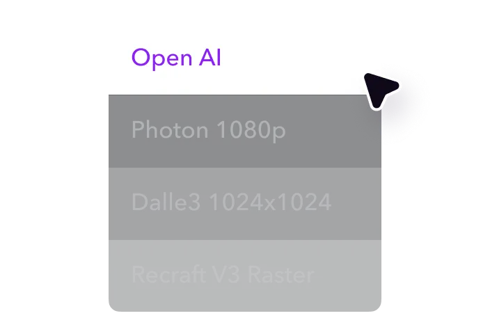 Um cursor selecionando um modelo gerador de imagens de IA de uma lista de modelos de geração de imagens de IA.