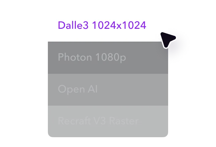 Um cursor selecionando o modelo DALL-E 3 em uma lista de modelos de geração de imagens de IA.