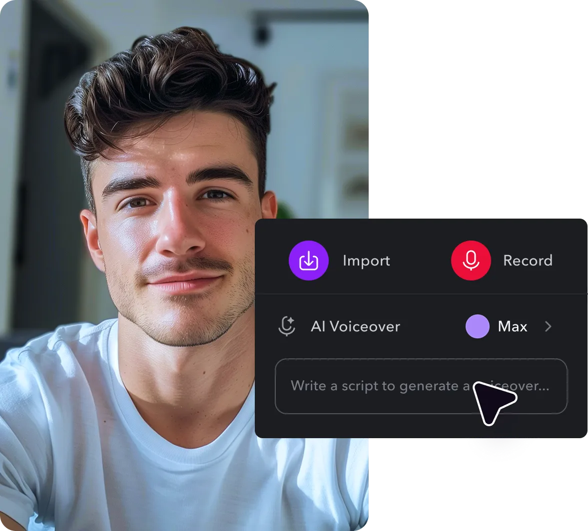 A video frame with voice editing options around it.
