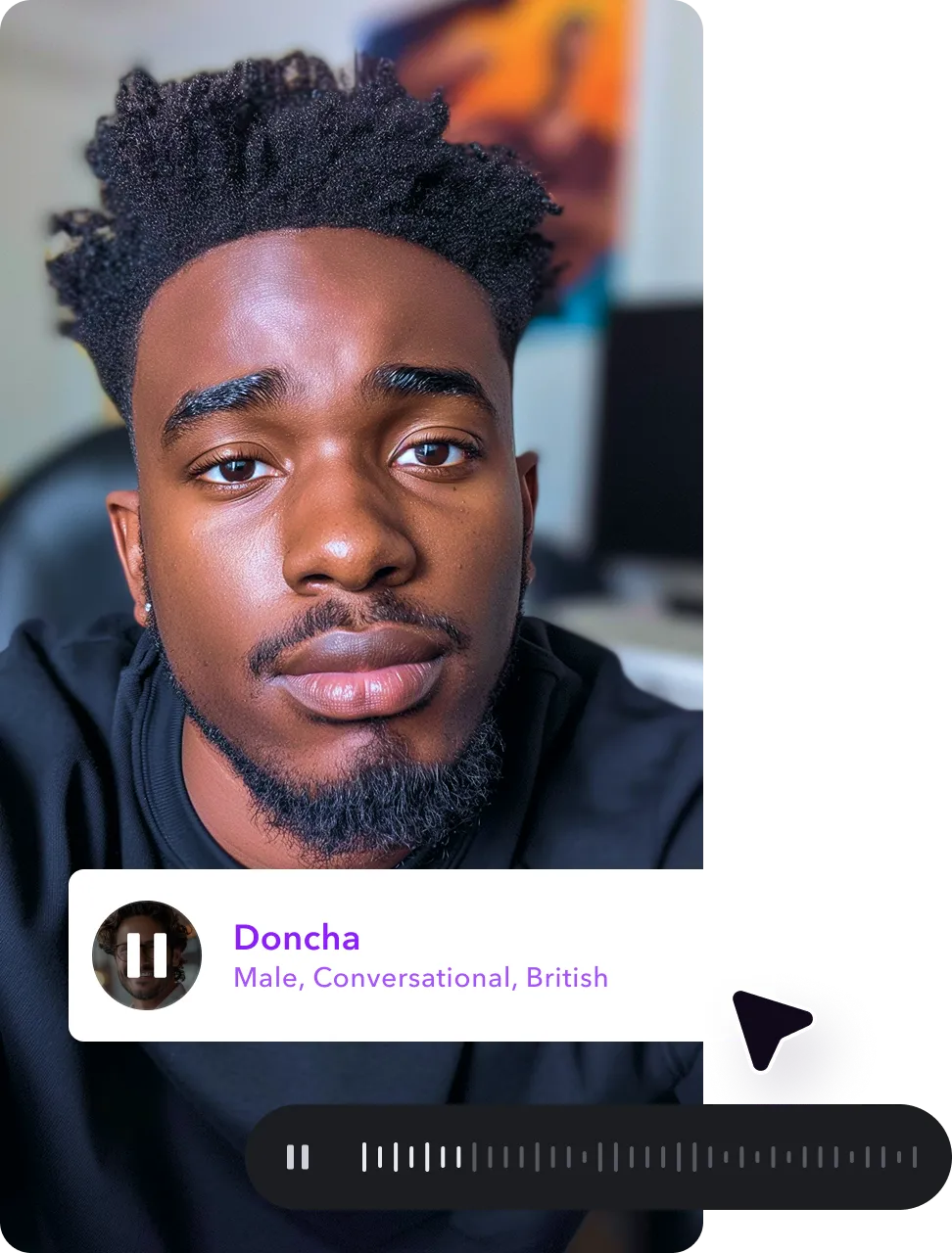 A screenshot of Captions’ AI Voiceover tool with different character options.