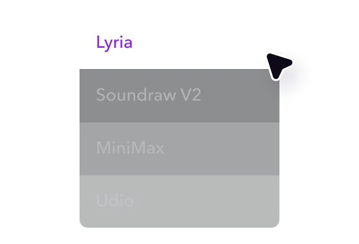 UI screenshot highlighting the "Music" option, with "Captions" and "Trim" options grayed out.