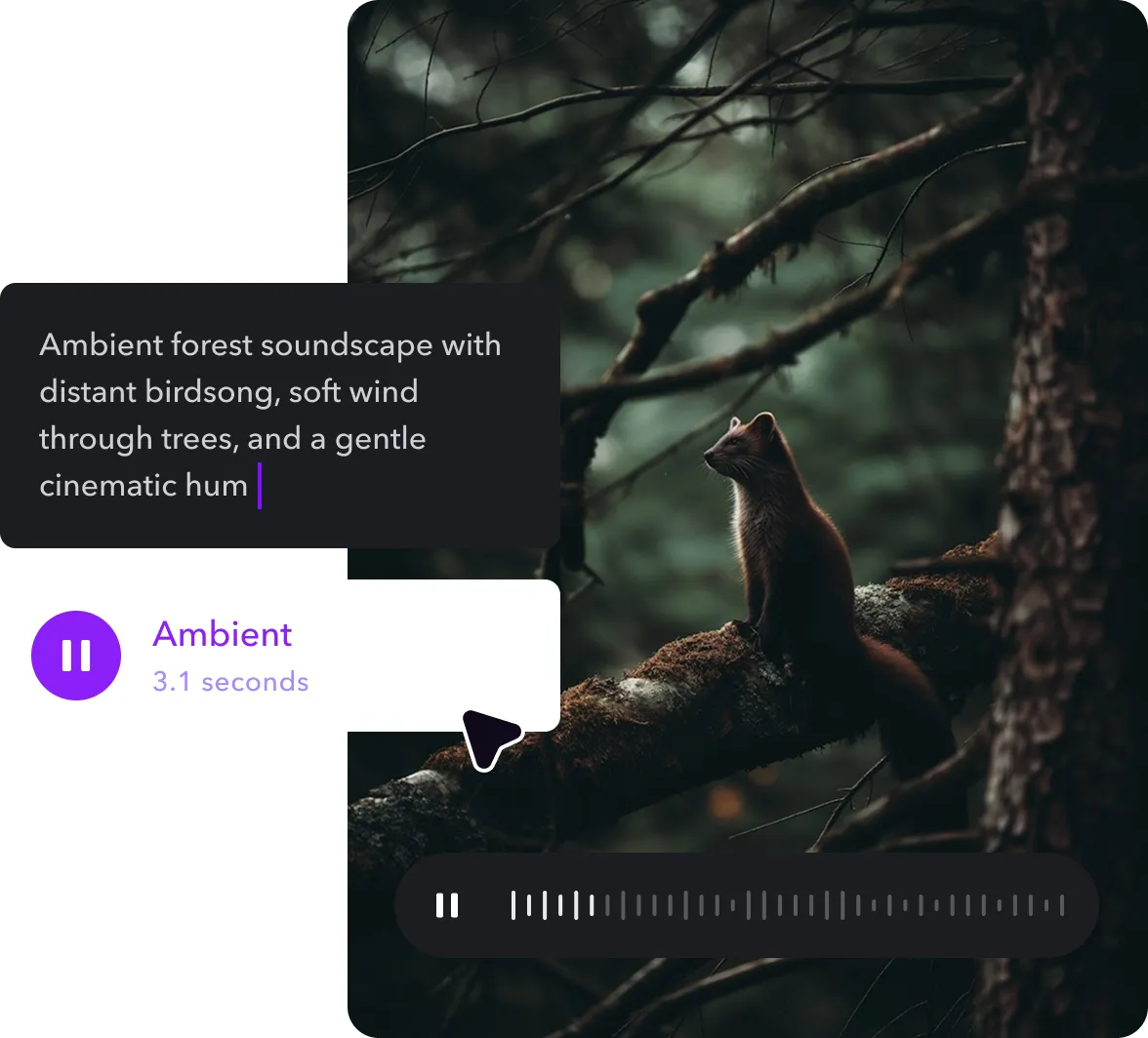 Three images showing different animals, with a “Play/Pause” button in the center to represent the sounds each animal makes.