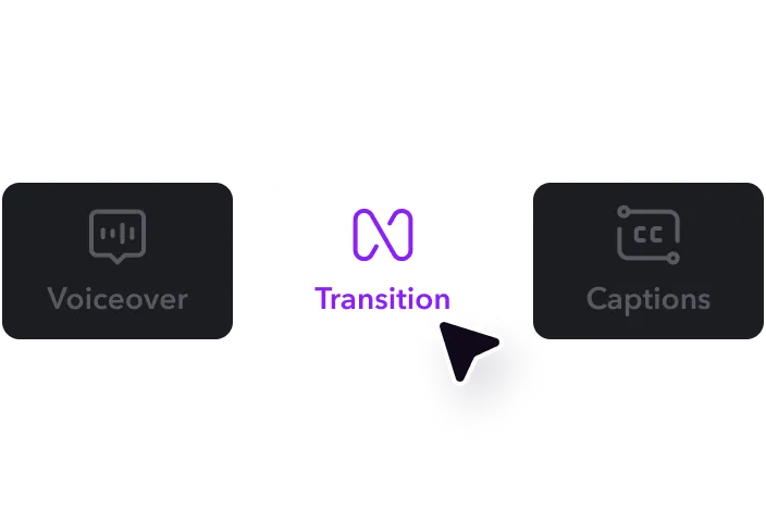 A video transition being dragged between two clips.
