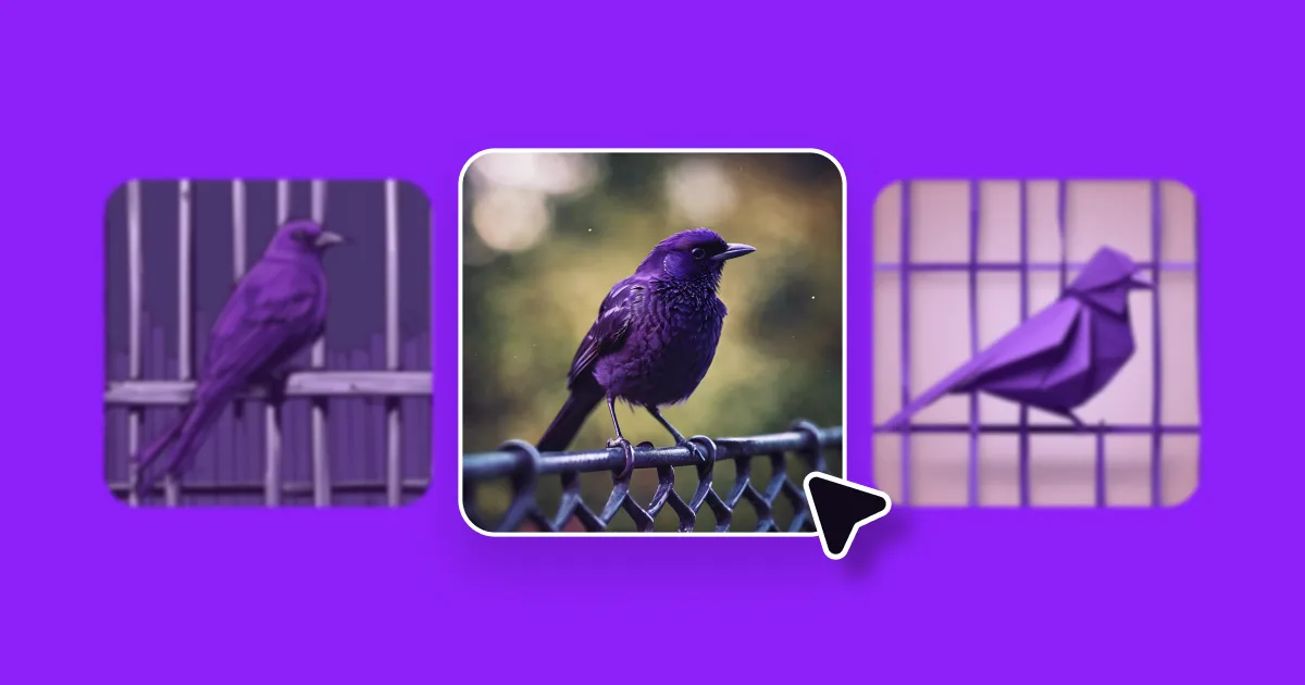 An AI-generated blue bird in different art styles. 