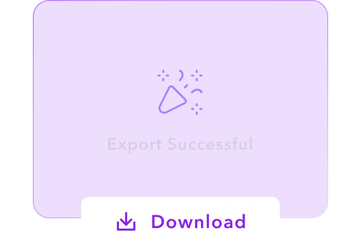 An “Export Successful” message with a “Download” button below.