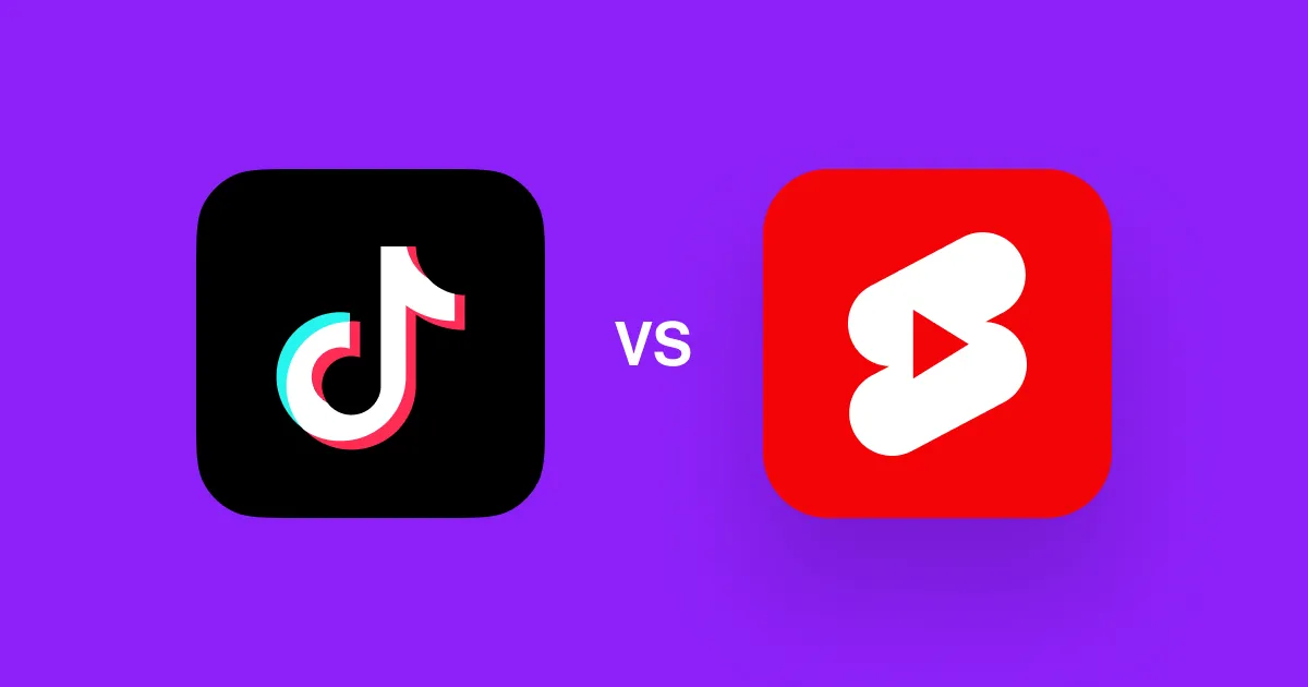 The logos of YouTube Shorts and TikTok with “vs.” between them.