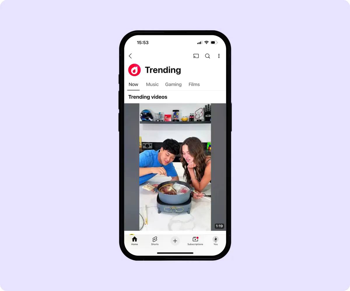 A screenshot of YouTube Shorts’ latest trends page.