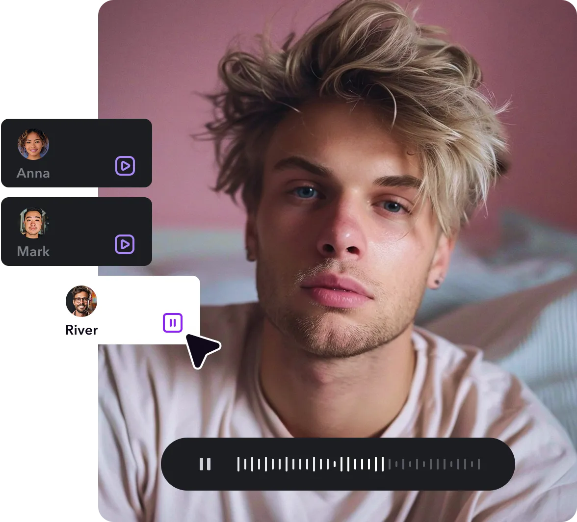 Image of a content creator with a microphone.