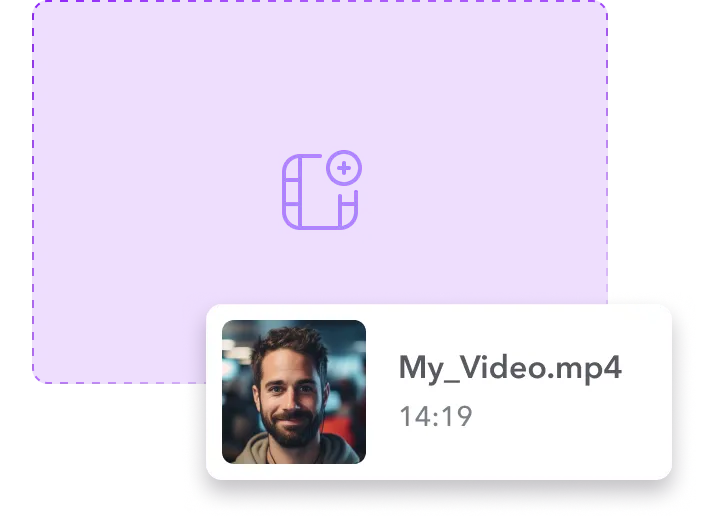 Upload interface showing a video file named “My_video.mp4” with a thumbnail preview.