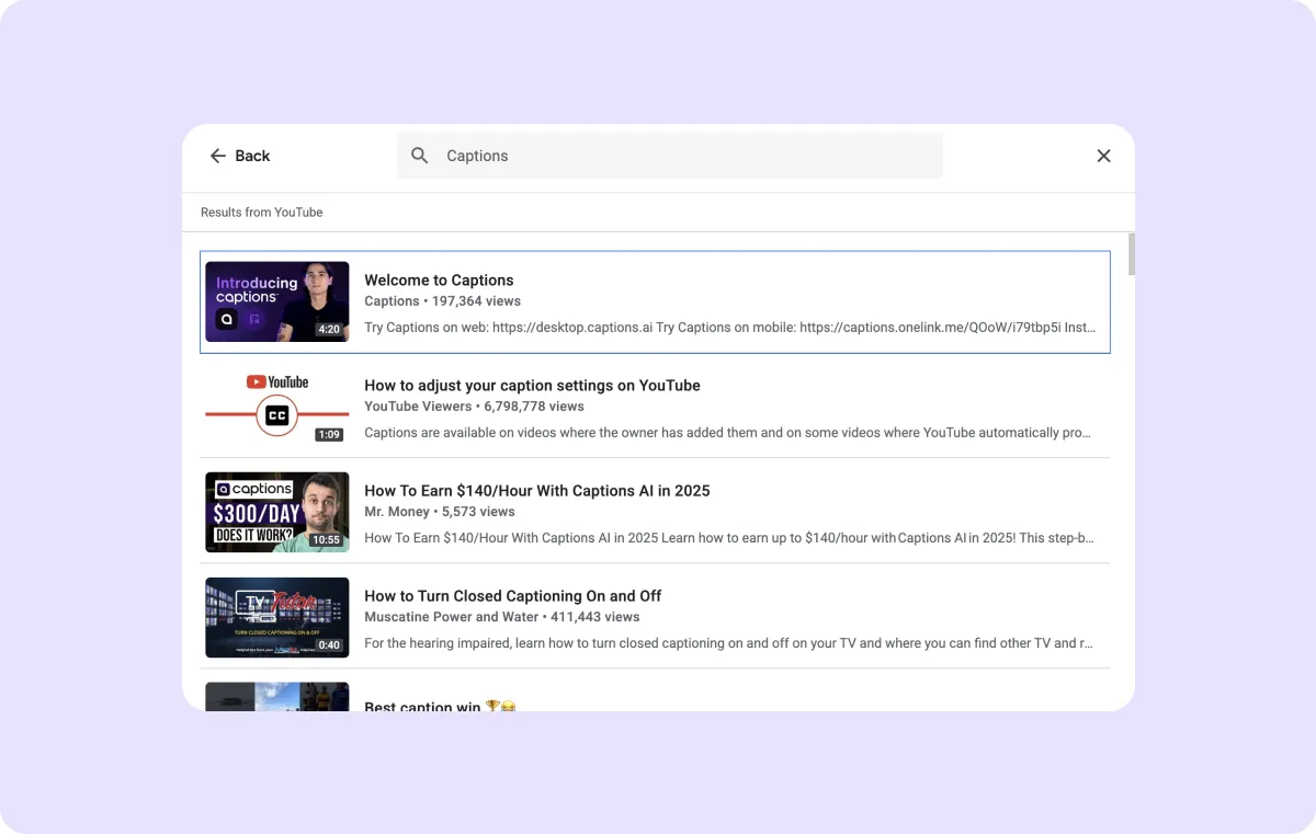 A screenshot showcasing how to add a YouTube video to Google Slides using the YouTube Search method.