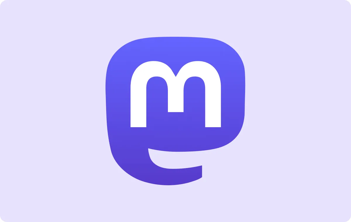 A graphic showing Mastodon’s logo on a purple background. 
