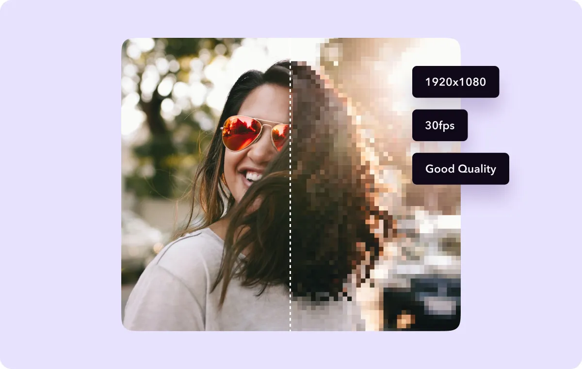 Screenshot of Captions tool showing how users can adjust video size and quality.