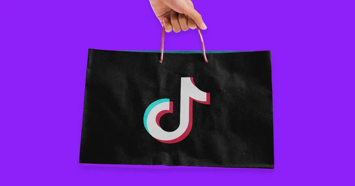 A tote bag with a printed TikTok logo in the center. 
