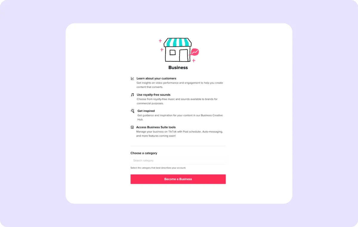 Screenshot of TikTok Shop’s setup page. 