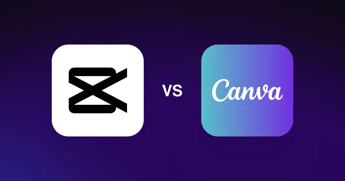 Logos of Canva and CapCut with the word 'VS' in between, representing a comparison between the two platforms.