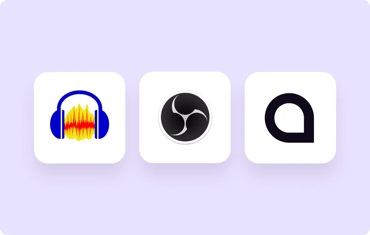 Three Discord recording software logos.
