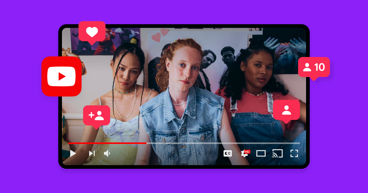 A YouTube video with social media elements around.