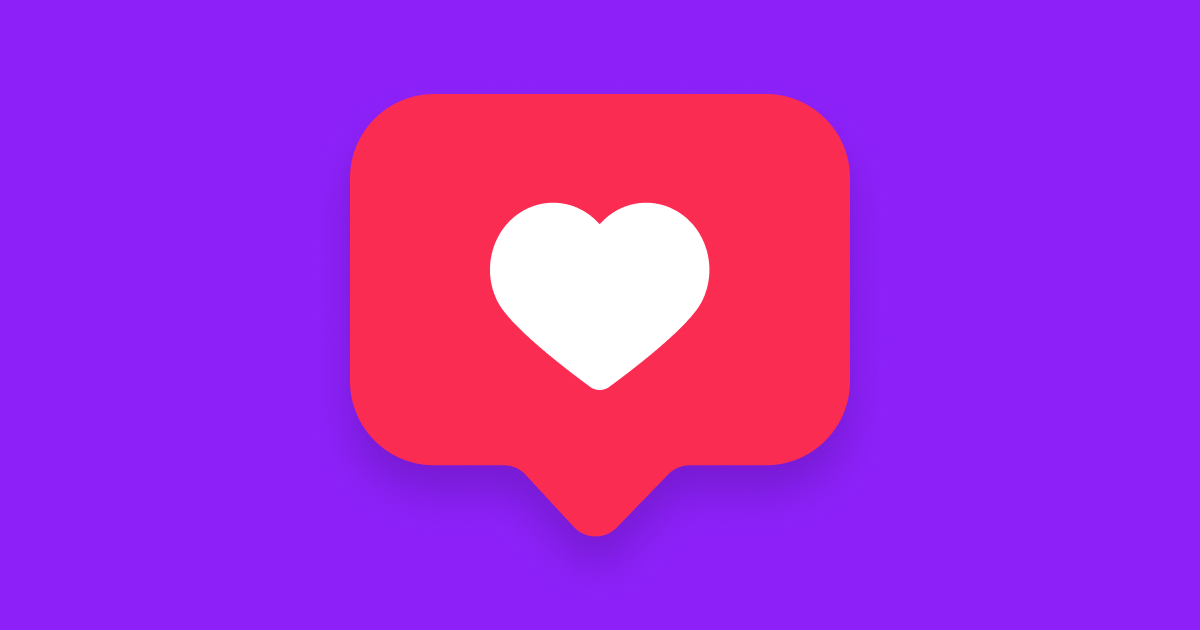 An image featuring Instagram’s like button overlaying a colored background.