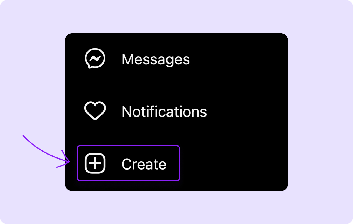 A screenshot of the Instagram “Create” button. 