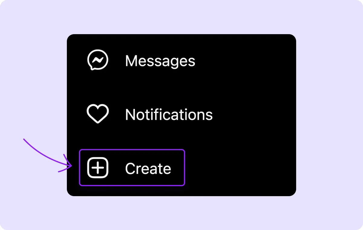A screenshot of the Instagram “Create” button. 
