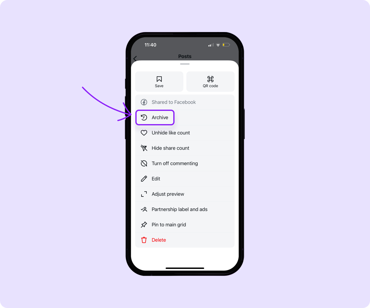 An image showcasing the steps to archive an Instagram post.