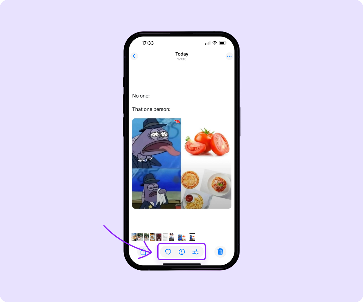 A meme template being edited with the iPhone photo editor.