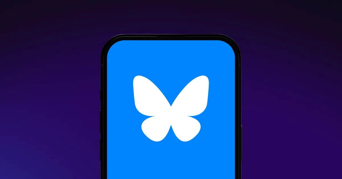 Uma tela de telefone destacando o aplicativo de mídia social Bluesky.