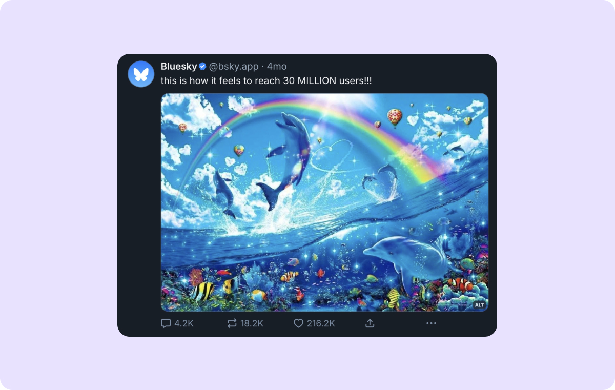 A screenshot of a post from Bluesky’s official account.