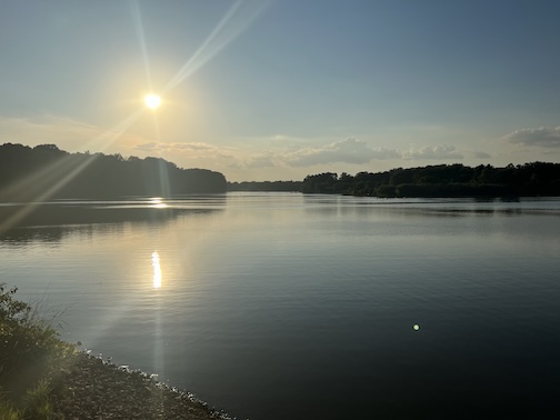 The sun setting over Christie Lake