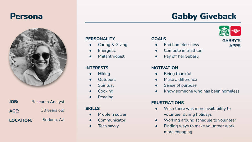 User Persona: Giveback Gabby