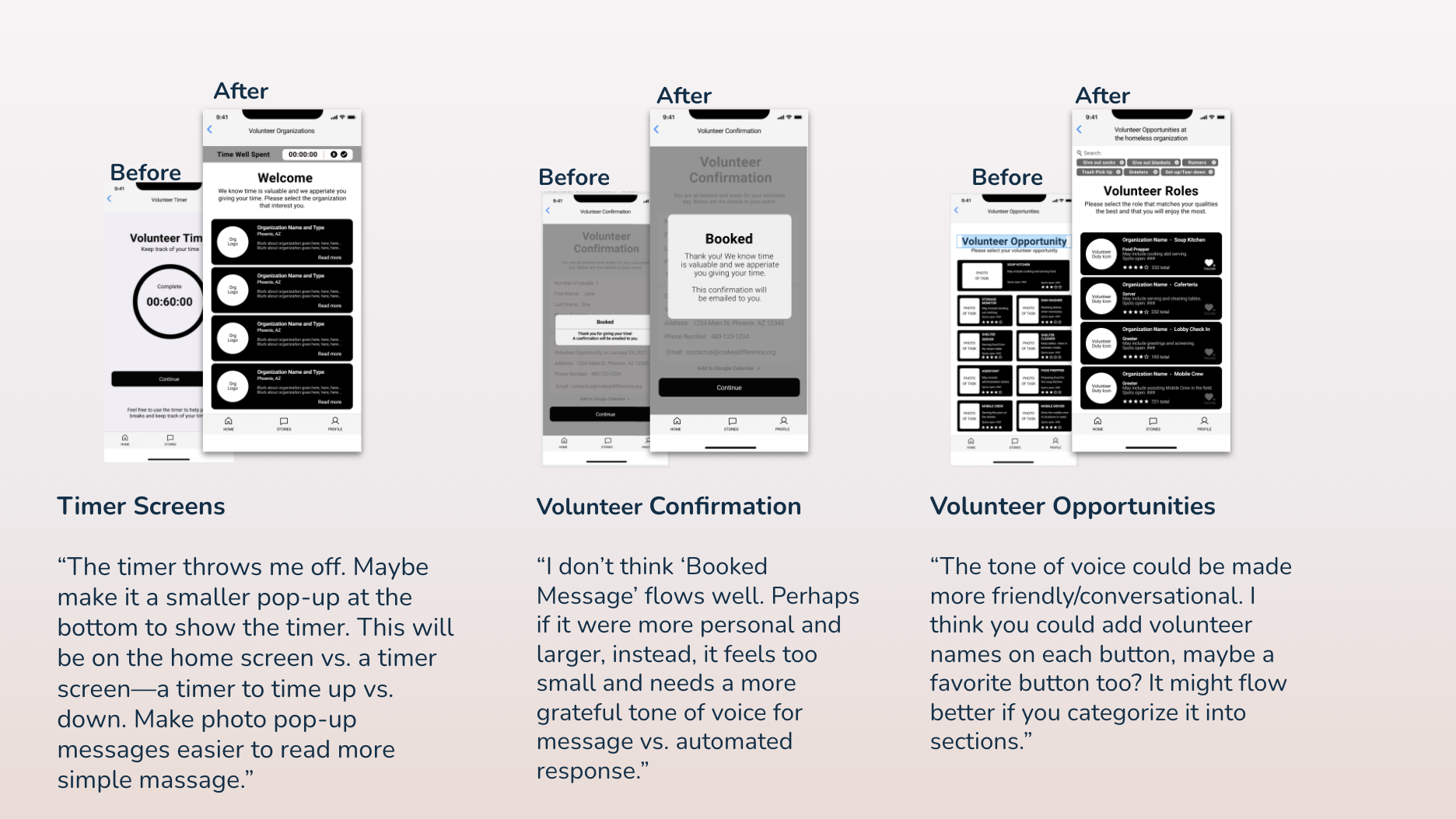 Before and After Iterations on App