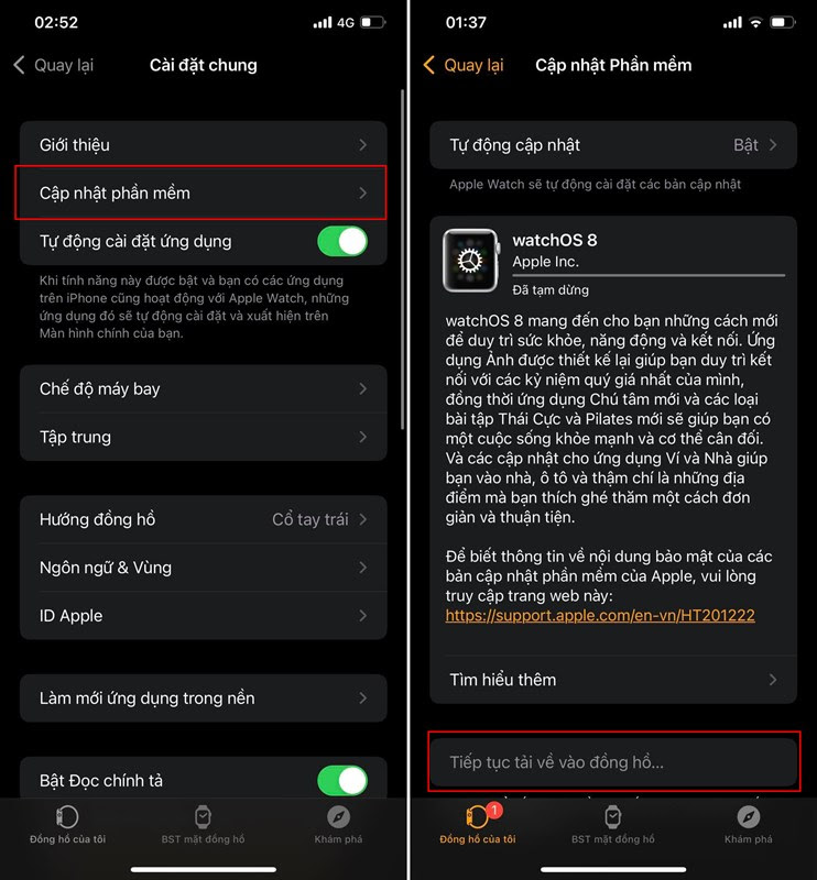 Cách cập nhật WatchOS 8