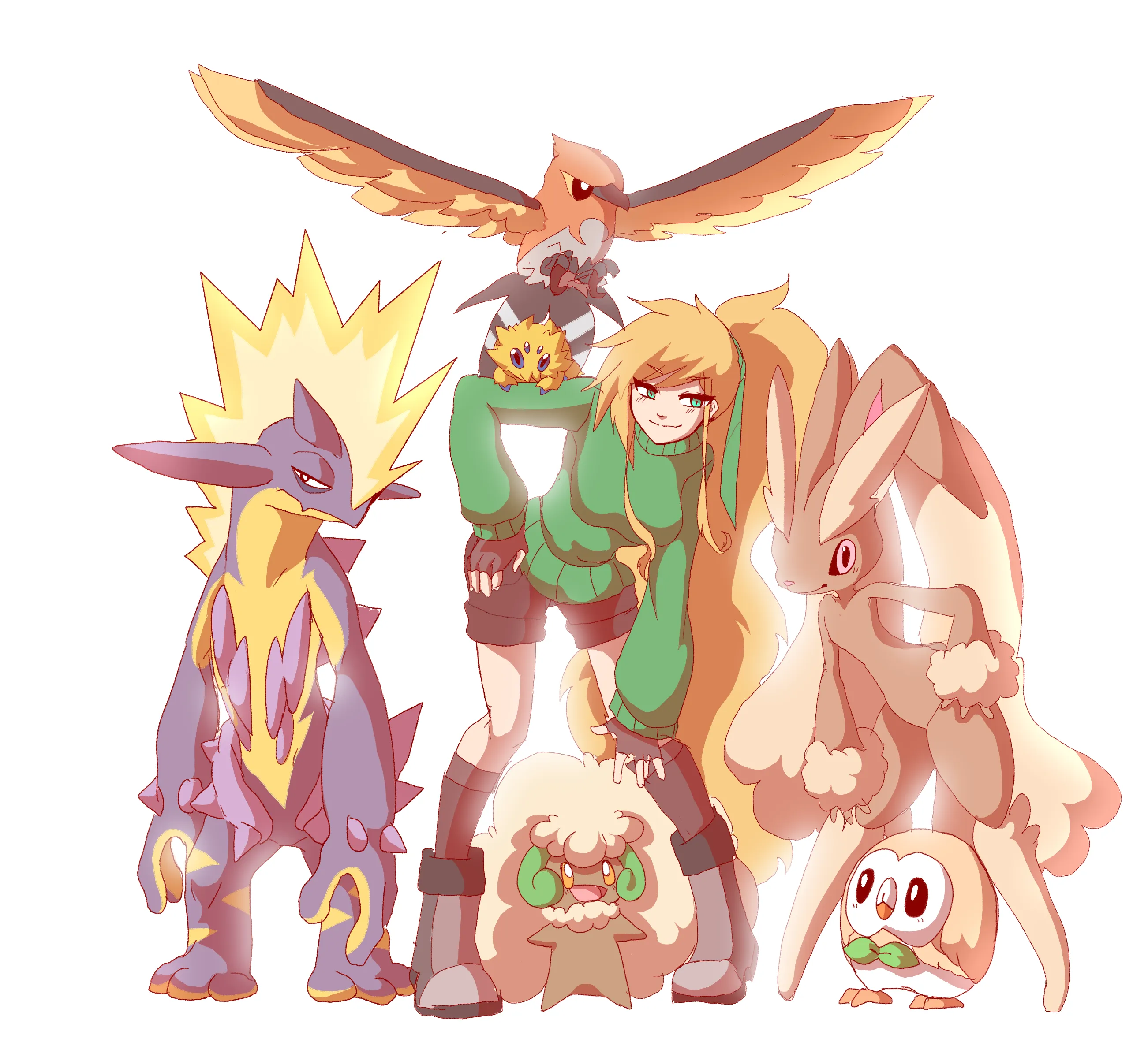 Art of Viro and her official Pokemon Team