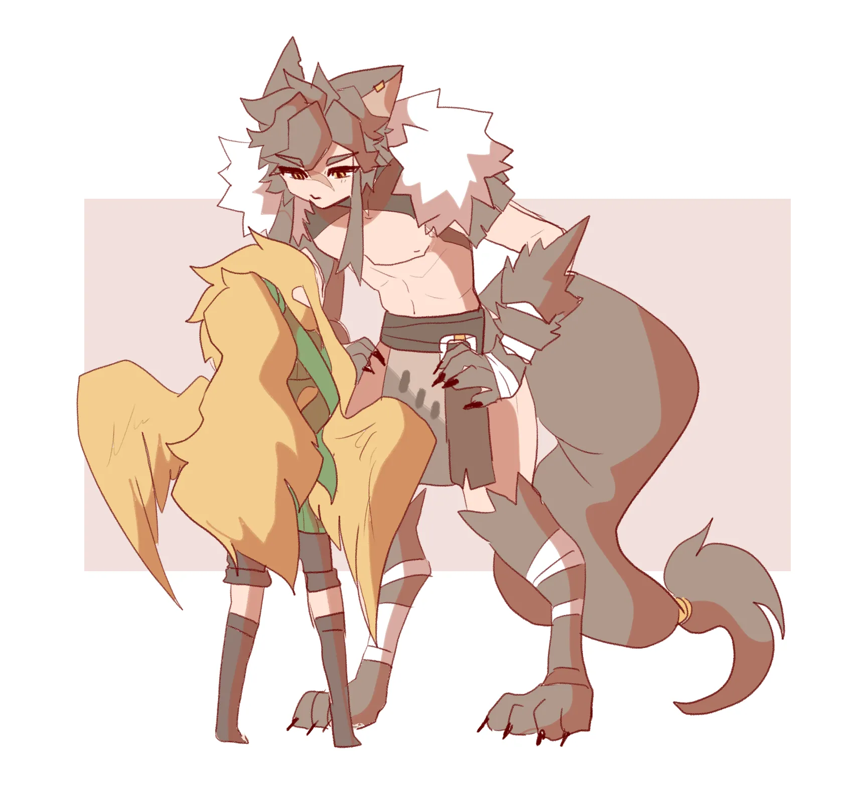 Art of Viro and Basil staring at each other