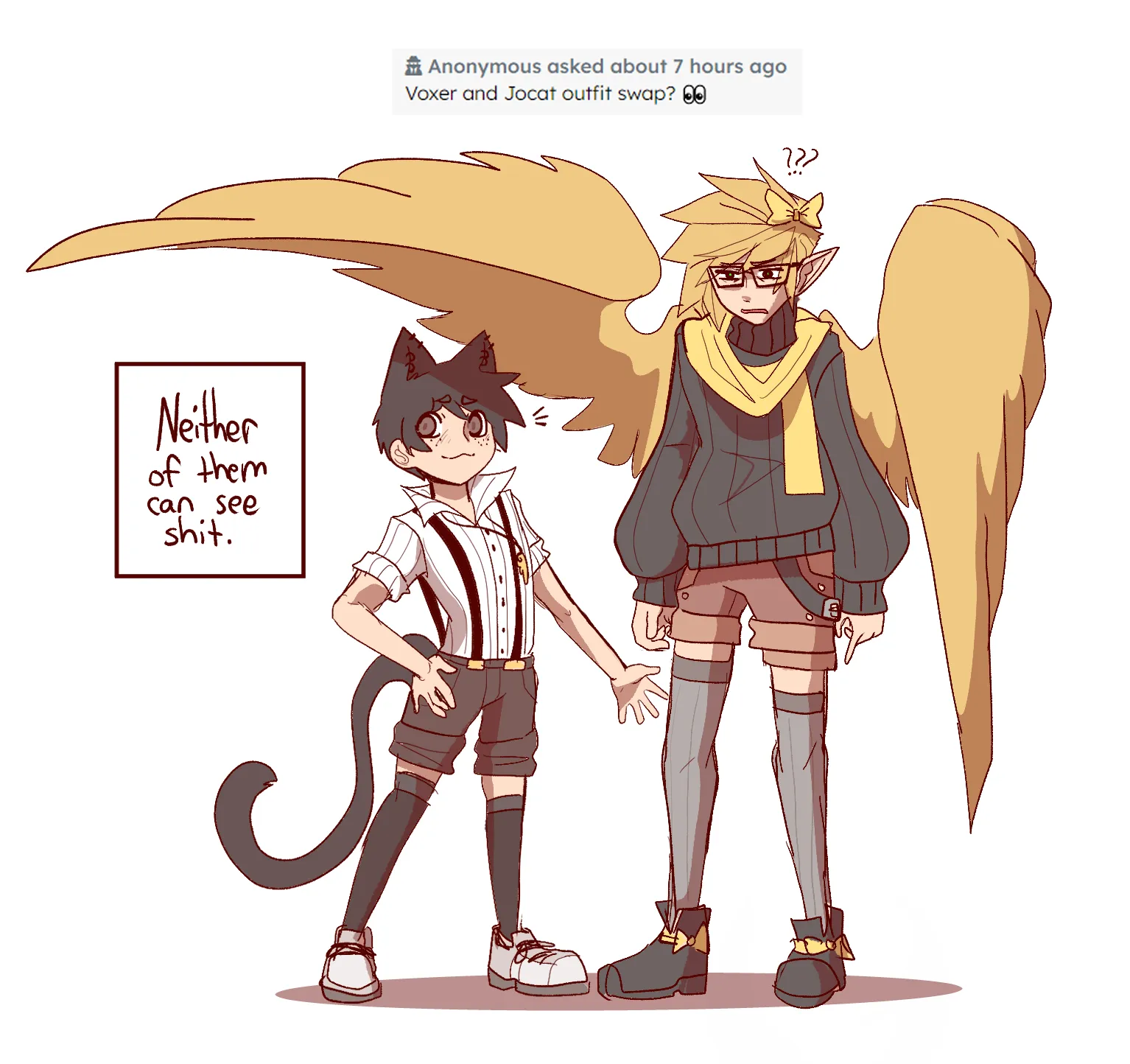 Art of Voxer and Jocat outfit swap