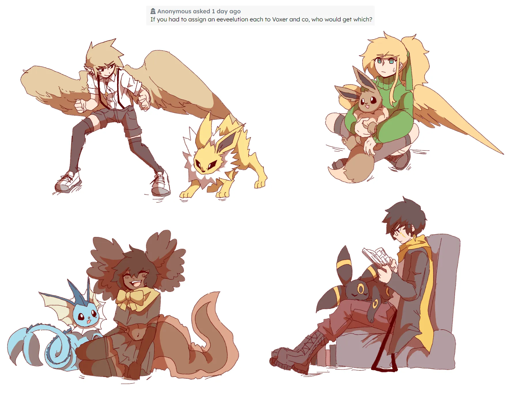 Art of the Main BH crew as Pokemon