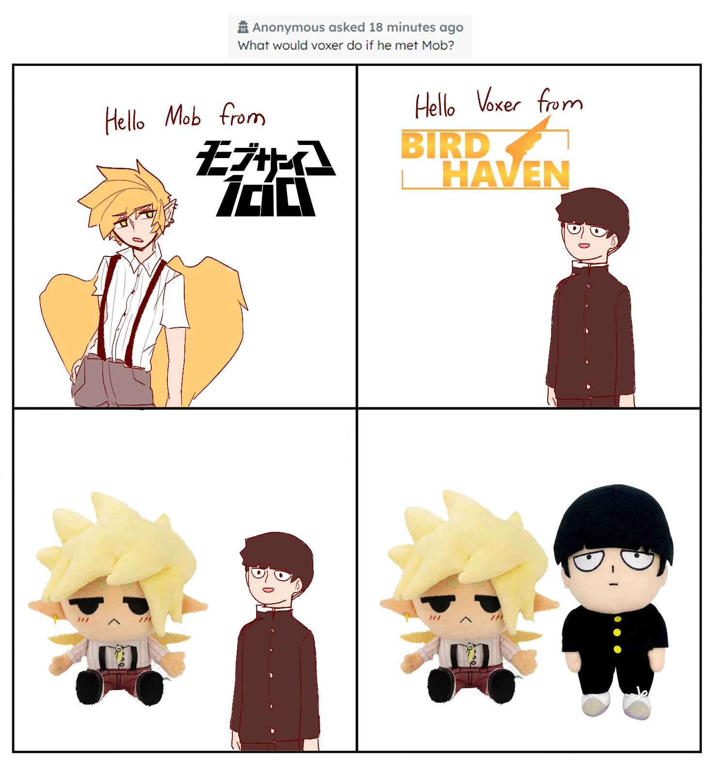 Meme of Voxer and Mob Plush