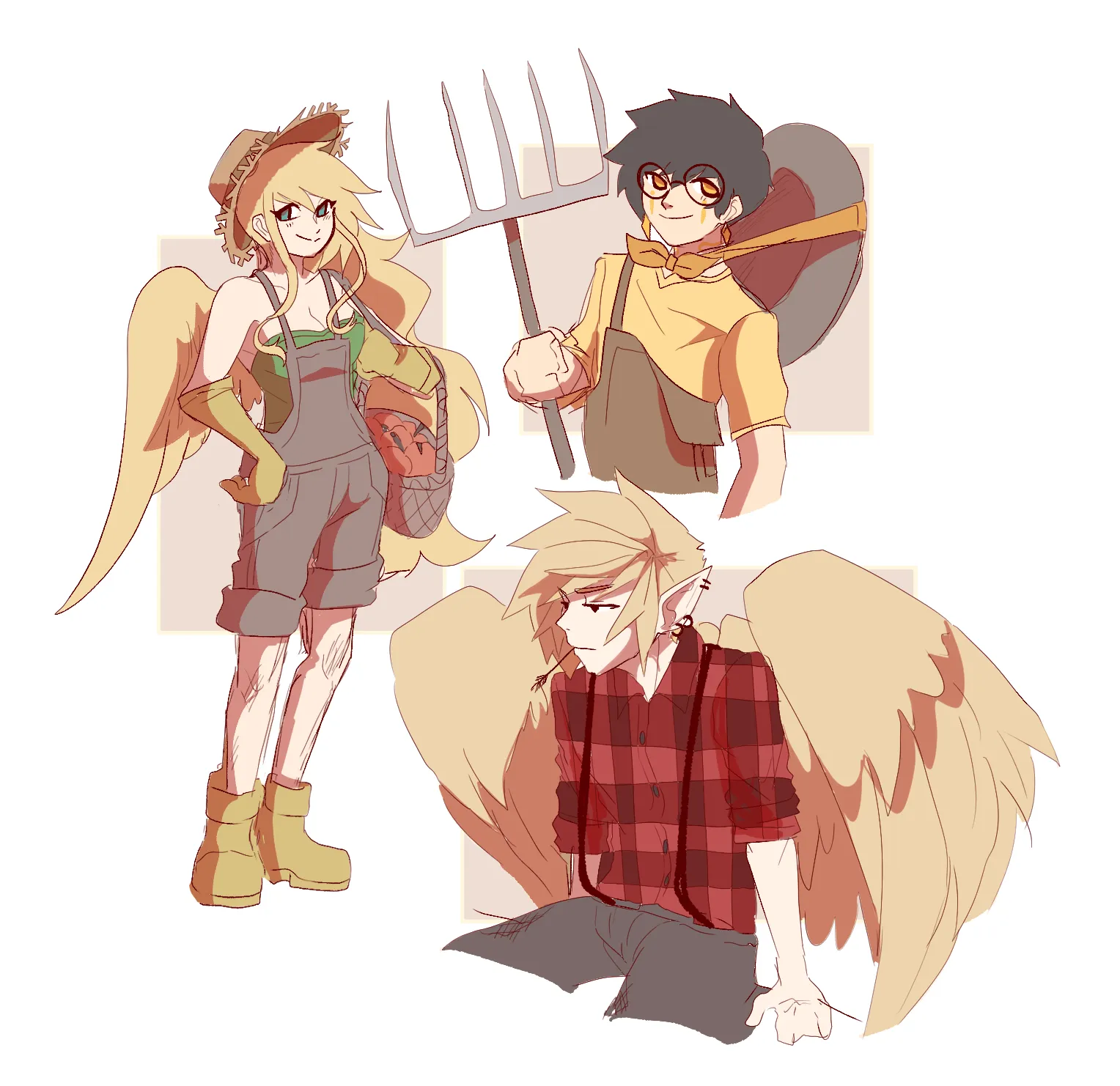 The main BH Trio in Farmer outfits