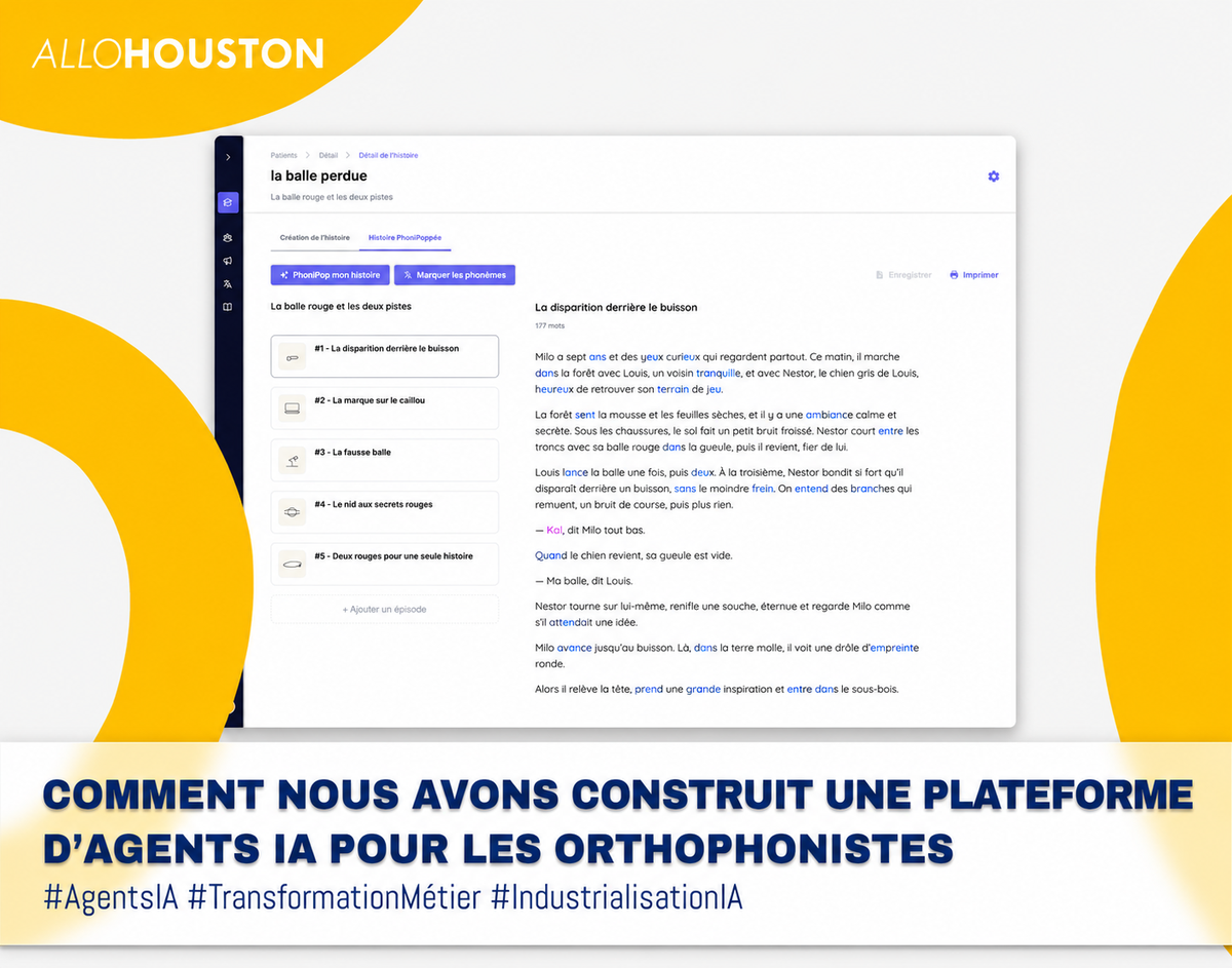 Retour d’expérience sur la conception d’un système hybride mêlant agents IA, workflows déterministes et expertise métier au service de l’orthophonie.