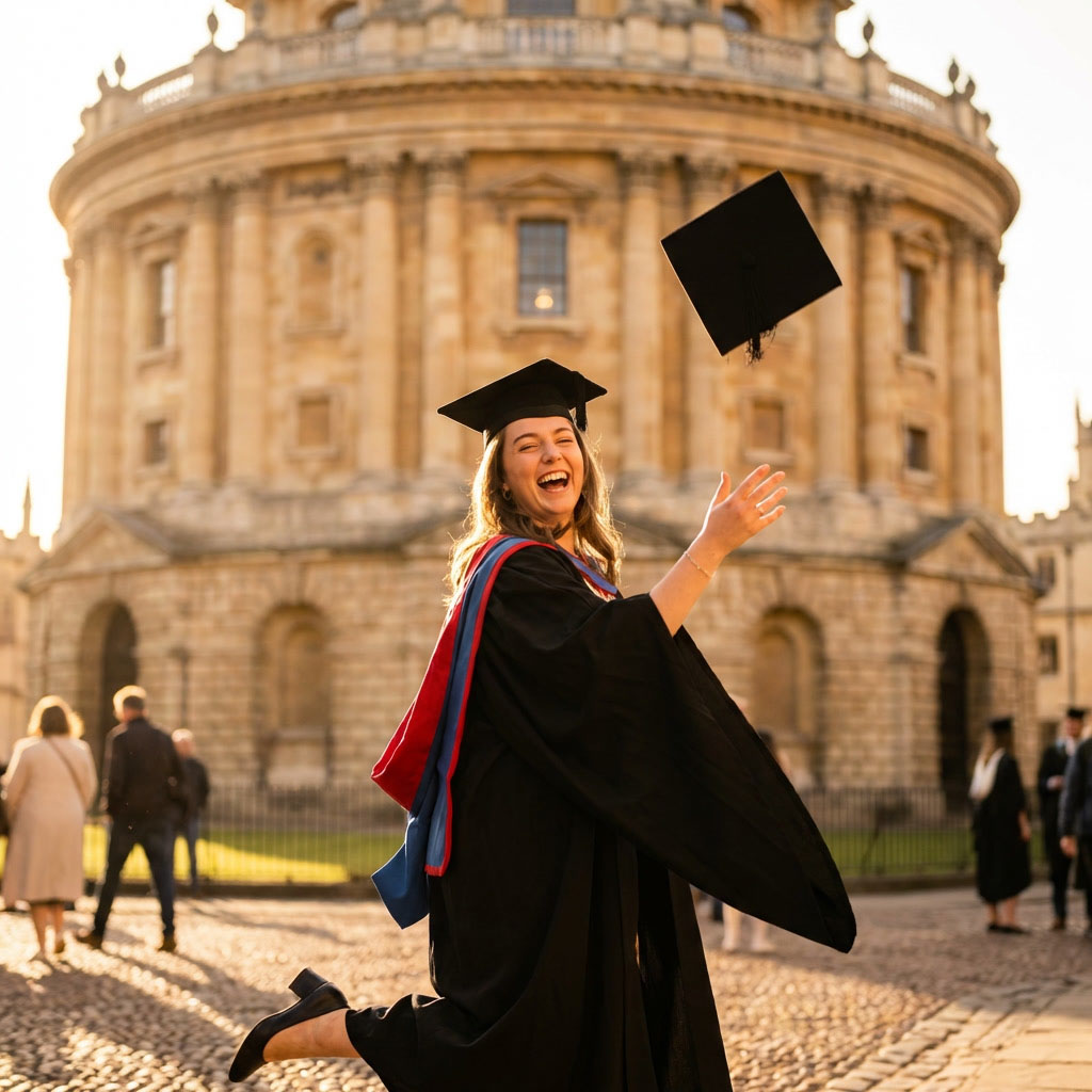 CambriLearn graduate celebrating university acceptance