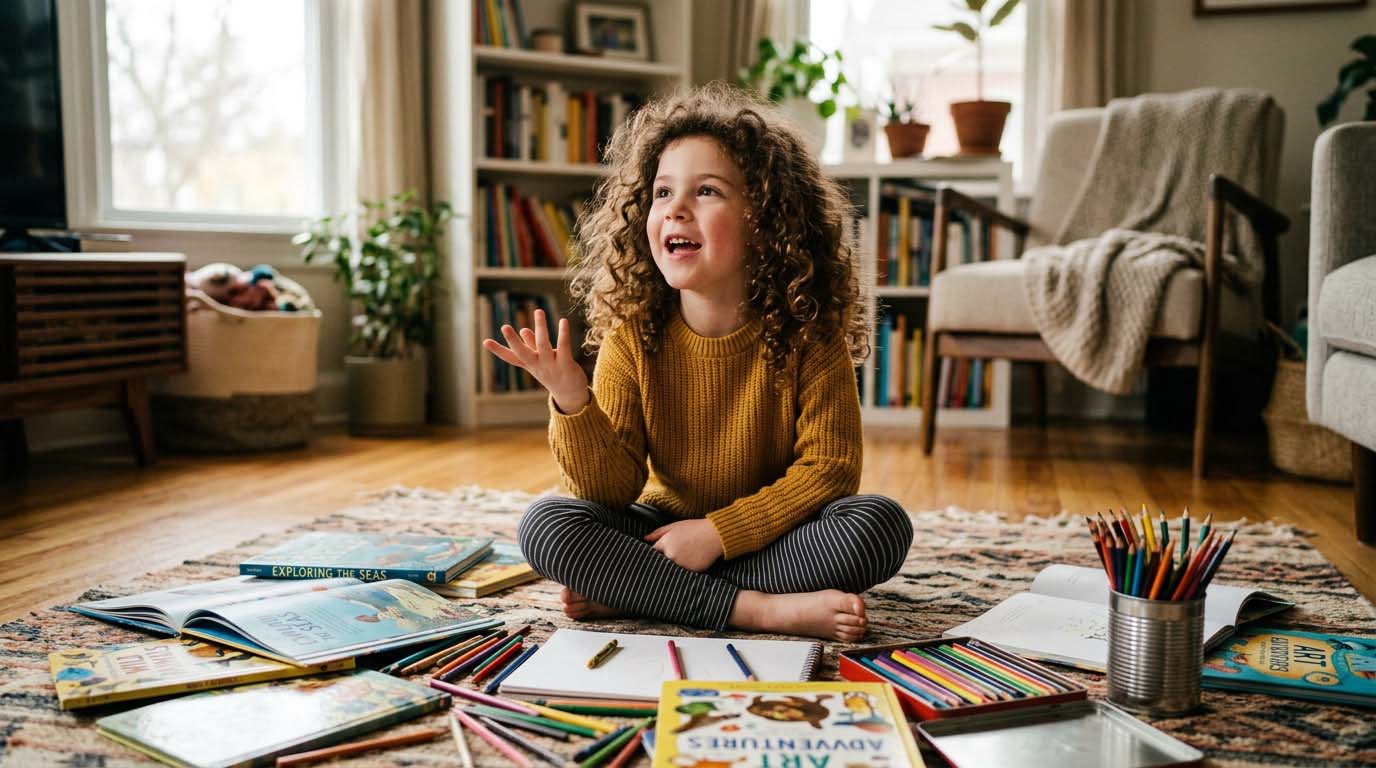 Child learning at home with homeschooling resources