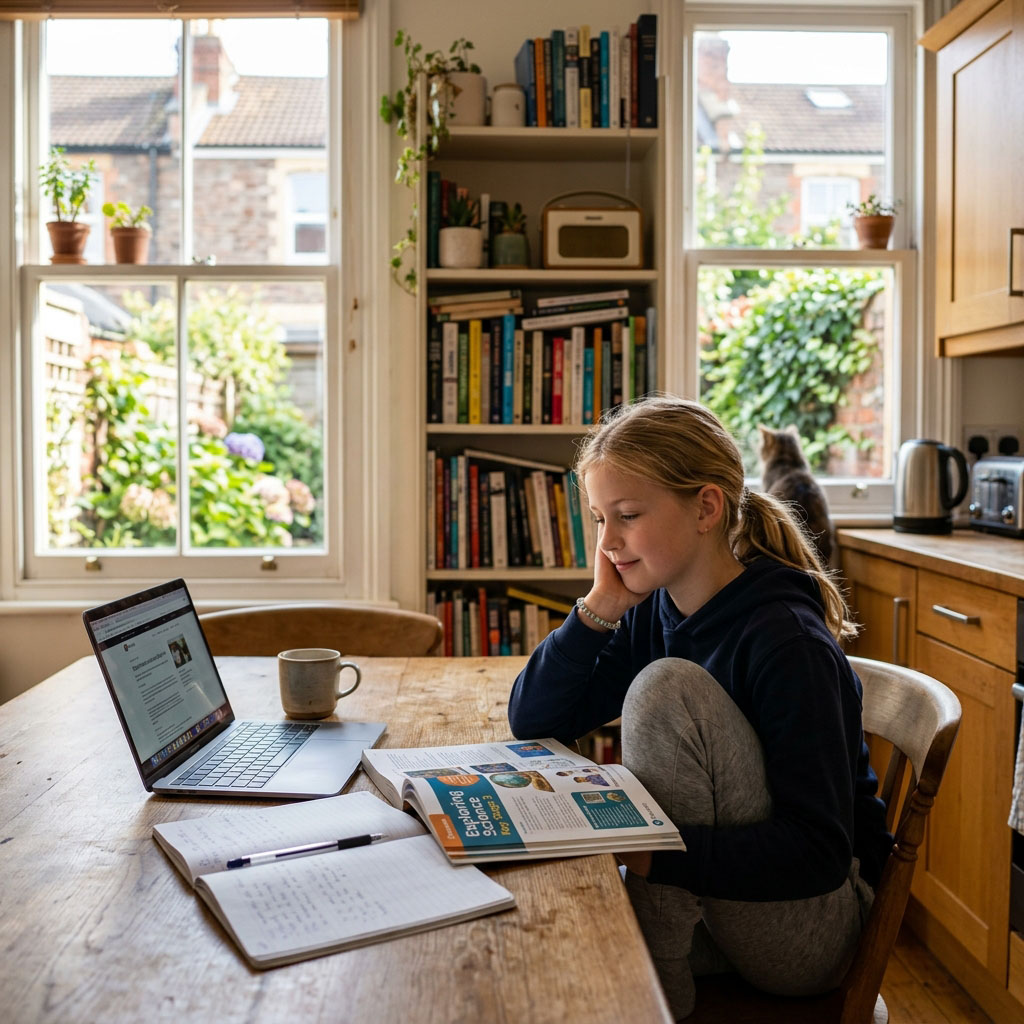 Child learning at home in the United Kingdom