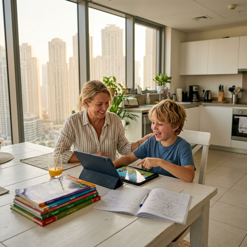 Child learning at home in the UAE