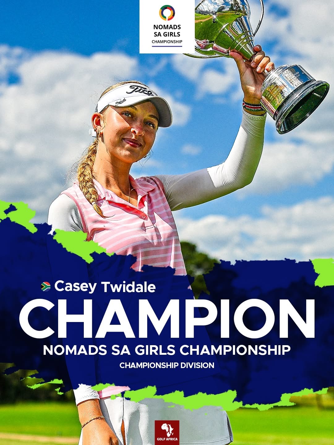 Casey holding her Nomads SA Girls Championship trophy