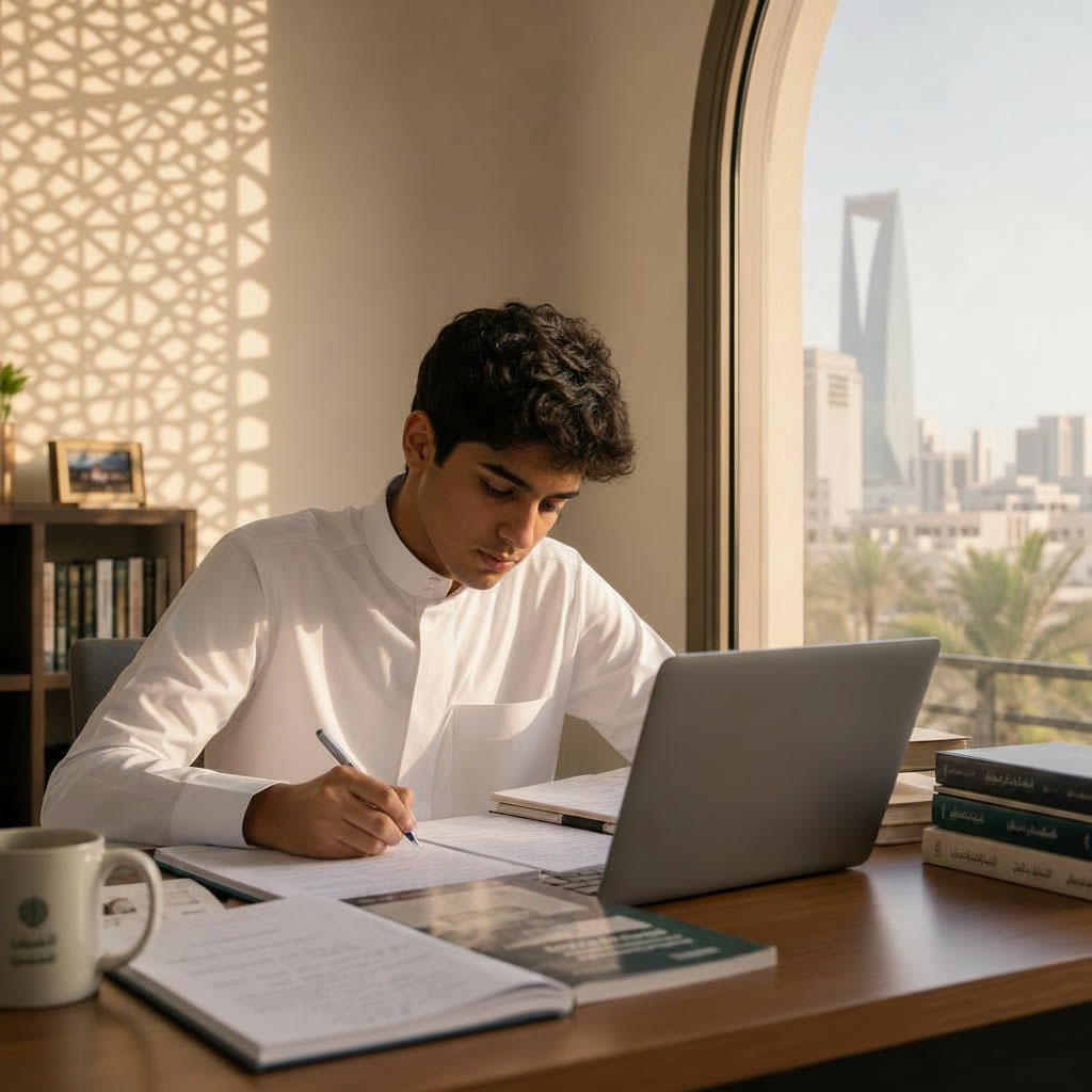Child learning at home in Saudi Arabia